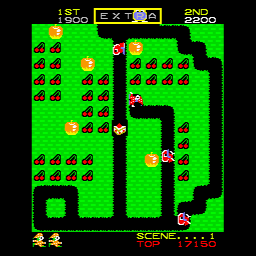 Video Game: Anthology - Vol. 10: Mr. Do! / Mr. Do! v.s Unicorns (Sharp X68000) screenshot: Mr. Do - level 1