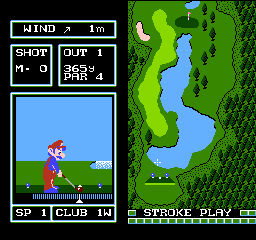 Golf: Japan Course (NES) screenshot: The 1st Hole in Stroke play