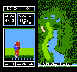 Golf: Japan Course (NES) screenshot: The ball is in the air