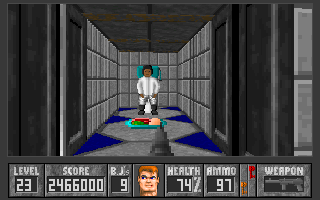 Spear End of Destiny (DOS) screenshot: Time to flush you down, clone