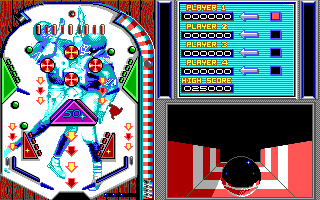 3D Pinball (DOS) screenshot: Ball is pulled from Spring
