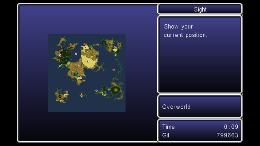 Final Fantasy IV: The After Years - The Crystals (Wii) screenshot: Now that the party is in free control of the airship the whole map is finally accessible