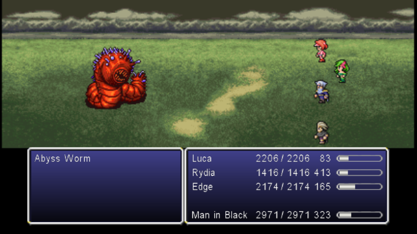 Final Fantasy IV: The After Years - The Crystals (Wii) screenshot: Battle with Abyss Worm