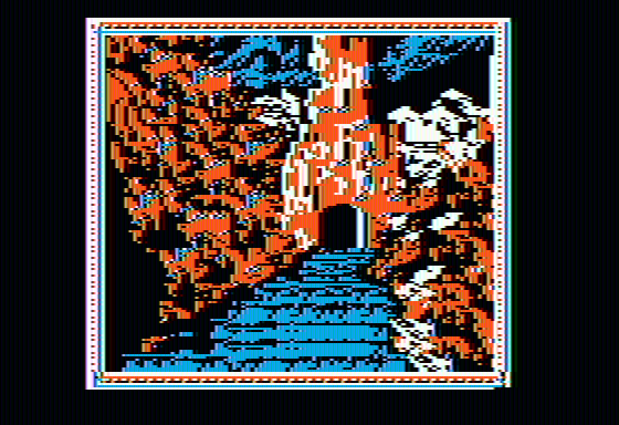 The Crack of Doom (Apple II) screenshot: An uneven staircase