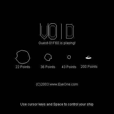 Void (Browser) screenshot: Start screen.