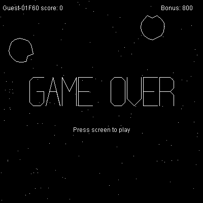 Void (Browser) screenshot: Game over.