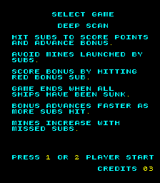 Deep Scan (Arcade) screenshot: Instructions.