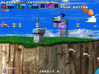 G Darius (Arcade) screenshot: Typical shooting