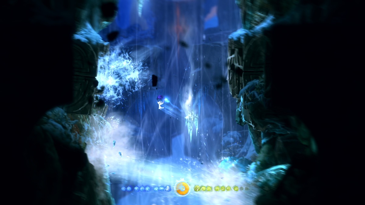 Ori and the Blind Forest: Definitive Edition (Windows) screenshot: Going up with the stream of air and avoiding countless deadly hazards