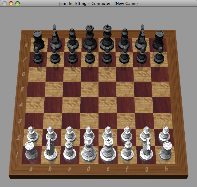 Mac OS X (included games) (Macintosh) screenshot: Chess - Starting position in the bundled chess game (windows mode)