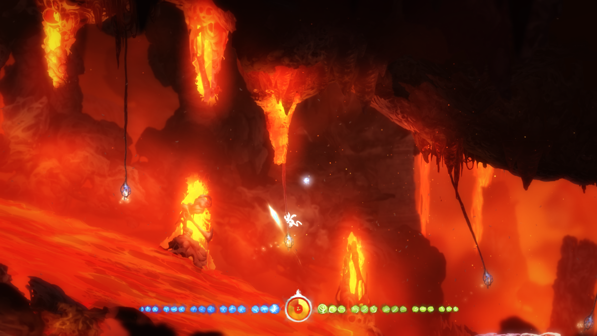 Ori and the Blind Forest: Definitive Edition (Windows) screenshot: Getting across a stream of lava