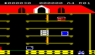 Mappy (Epoch Super Cassette Vision) screenshot: Jump too many times and the trampoline will break