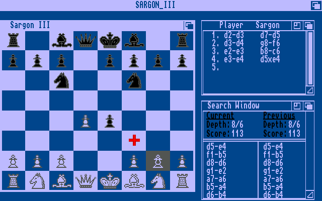 Sargon III (Amiga) screenshot: A game in progress