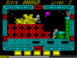 NorthStar (ZX Spectrum) screenshot: Crashed plane is checkpoint.