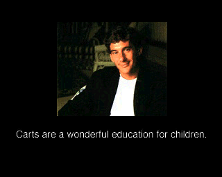 Ayrton Senna Kart Duel (PlayStation) screenshot: Carts are a wonderful education for children.
