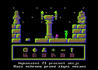 Neron (Atari 8-bit) screenshot: Gained protection against evil spirits