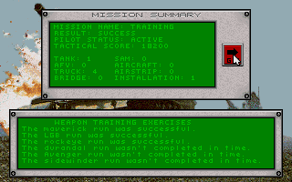A-10 Tank Killer (DOS) screenshot: Mission Summary (MCGA/VGA)