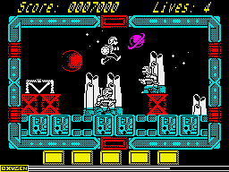 NorthStar (ZX Spectrum) screenshot: Ups. Too many enemies. When I fall - I die.