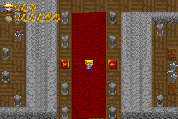 Fengkuang Shuang Xiang Pao (DOS) screenshot: Bomb certain objects to reveal coins.