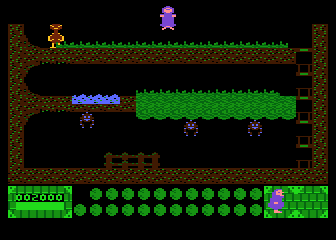 Tarkus and the Orbs of Doom (Atari 8-bit) screenshot: Second hero special ability - jumping