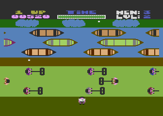 Preppie! (Atari 8-bit) screenshot: Second level - two balls this time