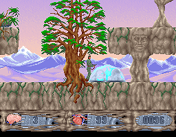 Spy Master (DOS) screenshot: Tree and the forcefield