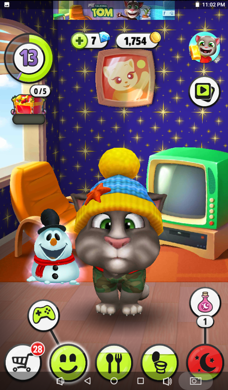 My Talking Tom (Android) screenshot: Poor Tom, you hit his lower parts.