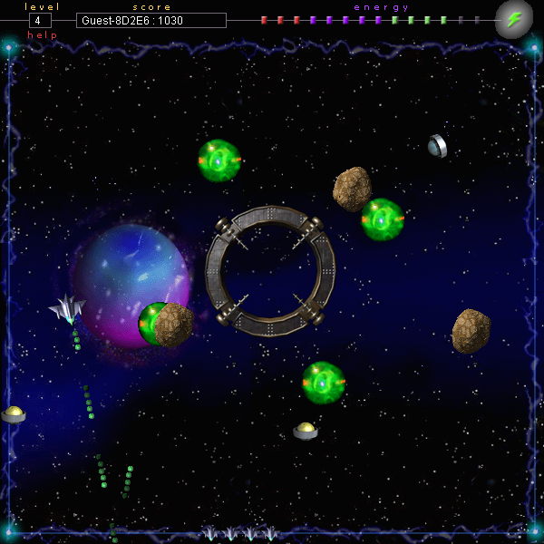Eliminator (Browser) screenshot: Using the outer energy shield to shoot with style.