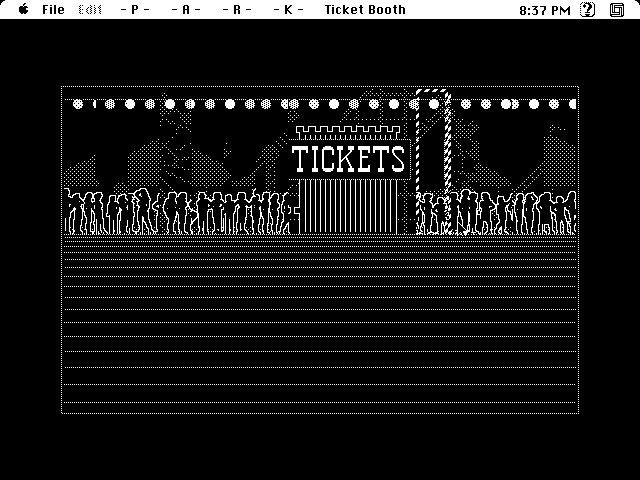 At the Carnival (Macintosh) screenshot: Ticket Booth (B&W)