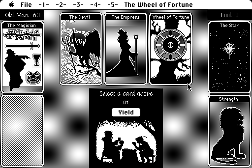 The Fool's Errand (Macintosh) screenshot: The Wheel of Fortune? More like "The Card Game of Fantasy!"