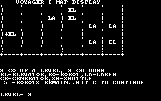 Voyager I: Sabotage of the Robot Ship (DOS) screenshot: Level 2 is fully explored - what's next?