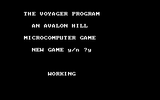 Voyager I: Sabotage of the Robot Ship (DOS) screenshot: Waiting while the random game world is procedurally generated
