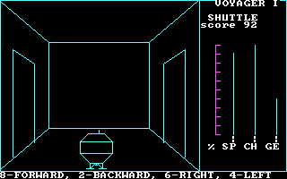 Voyager I: Sabotage of the Robot Ship (DOS) screenshot: Escape shuttles will be found on the very lowest level of the ship