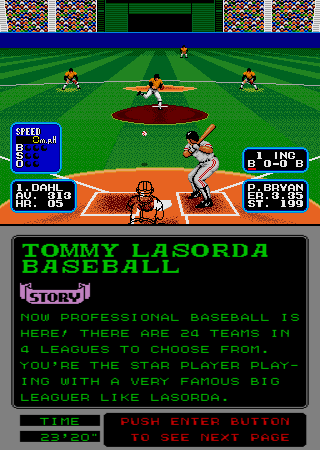 Tommy Lasorda Baseball (Arcade) screenshot: Here comes the pitch.