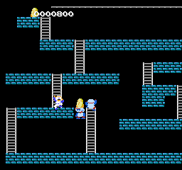 Super Lode Runner (NES) screenshot: Trapping an enemy in a hole