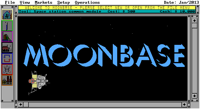 Moonbase (DOS) screenshot: Title Screen (EGA)