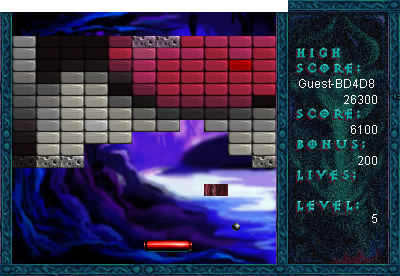Araknoid (Browser) screenshot: Always had difficulties catching them power-ups.