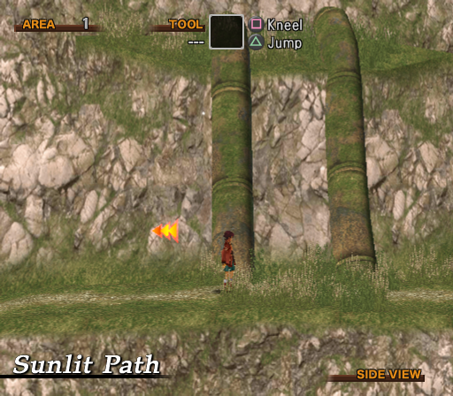 Wild Arms 4 (PlayStation 2) screenshot: Moving through the world almost feels like a Jump and Run. You can jump, slide and use tools.