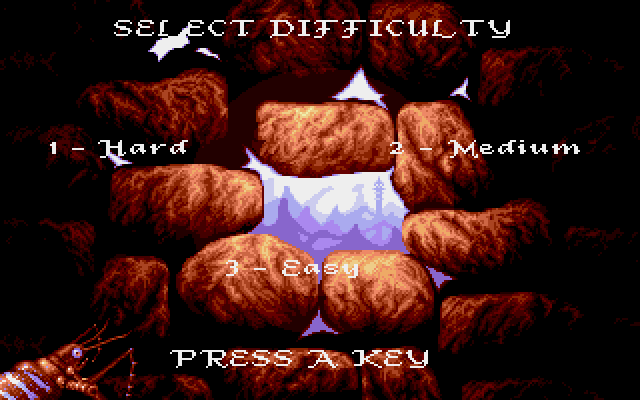 Elvira: The Arcade Game (Amiga) screenshot: Difficulty select