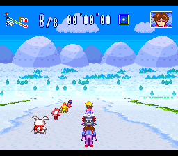 WakuWaku Ski Wonder Spur (SNES) screenshot: Starting a race