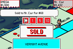 Monopoly (Game Boy Advance) screenshot: but the property I bid for gets sold to my opponent.