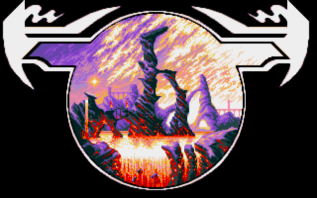 Elvira: The Arcade Game (Amiga) screenshot: Fire earth loading screen