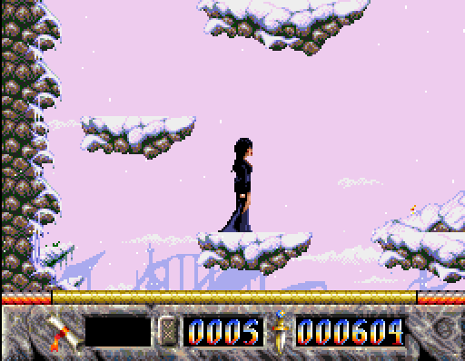 Elvira: The Arcade Game (Amiga) screenshot: Jumping on ice