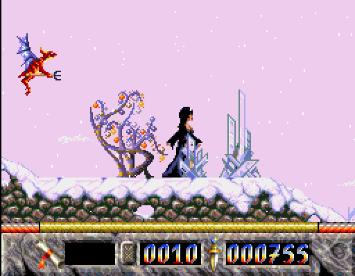 Elvira: The Arcade Game (Amiga) screenshot: Devil attack