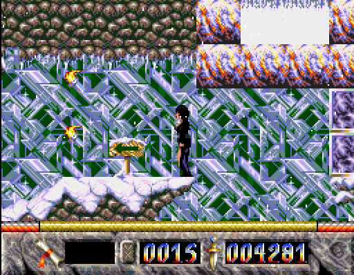 Elvira: The Arcade Game (Amiga) screenshot: The ice cave