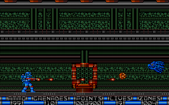 Exolon (Amiga) screenshot: Getting double gun