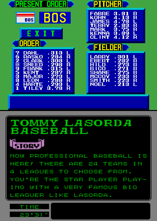 Tommy Lasorda Baseball (Arcade) screenshot: Your Team.