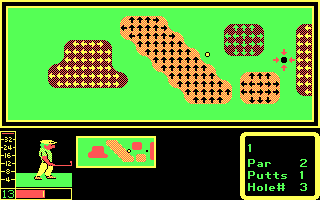 Mini-Putt (DOS) screenshot: Hole 2 of Deluxe Course (CGA Original)