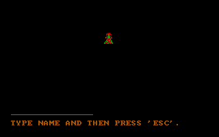 Stuart Smith's Adventure Construction Set (DOS) screenshot: Enter name for created character (CGA)