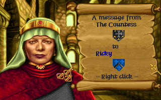 Lords of the Realm (Amiga) screenshot: A message from the Countess.